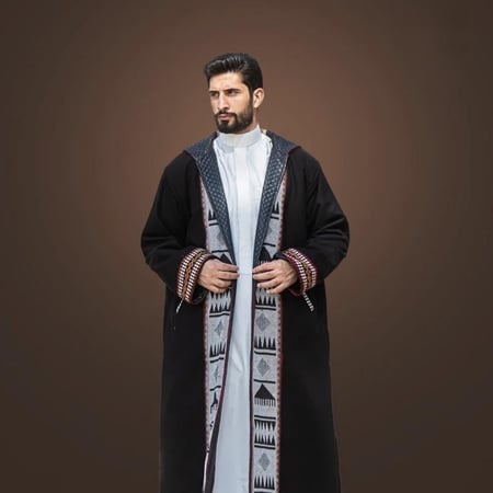 فروه رجالي شتوي دبل فيس اسود-جملي