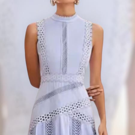 فستان ميدي بقطع دانتيل متداخله