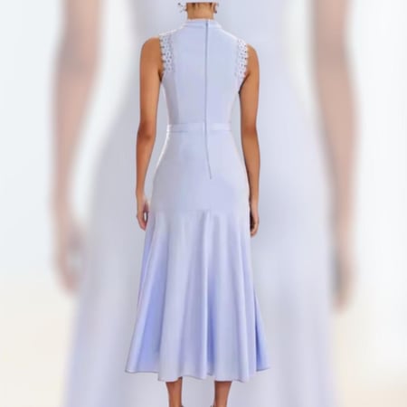 فستان ميدي بقطع دانتيل متداخله