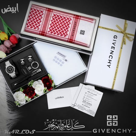 شماغ جيفنشي أصلي مع علبة وكرت إرشادات الغسيل وكيس علاقي أنيق