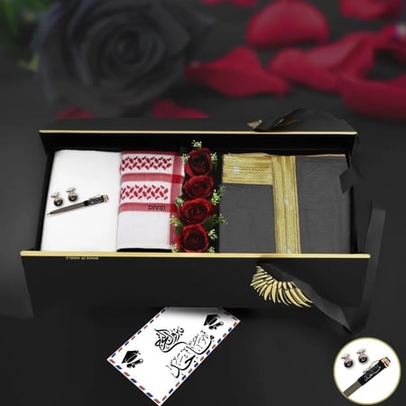 هدايا رجالية فخمة بوكس ملكي متكامل شماغ ومشلح أفضل هدية للرجال