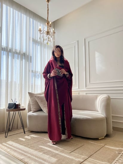 عباية حرير لامية دبل فيس