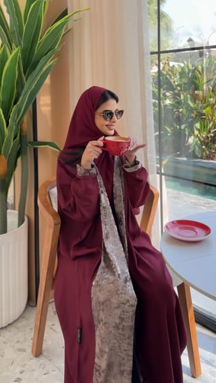 عباية حرير لامية دبل فيس