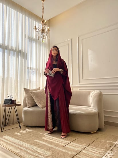 عباية حرير لامية دبل فيس