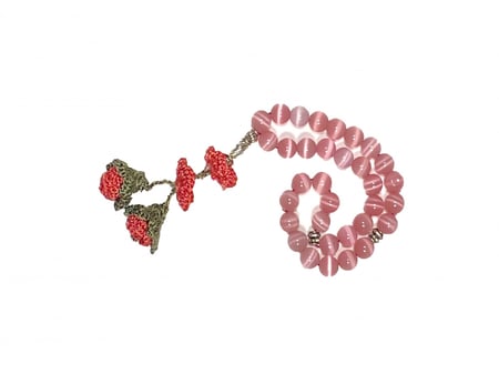 سبحة حجر كريم زهري بشرشوبة ورود كروشية يدوي