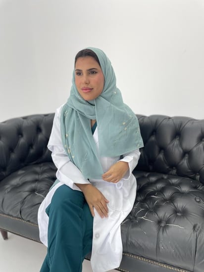 طرحة الورود - اخضر