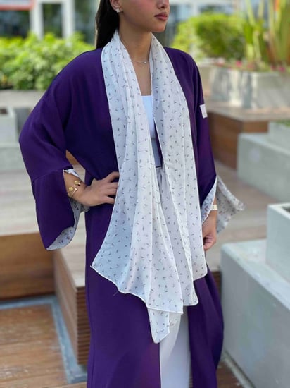 عبايه موف مع رحه مشجره - عبايات عزة المتميزة