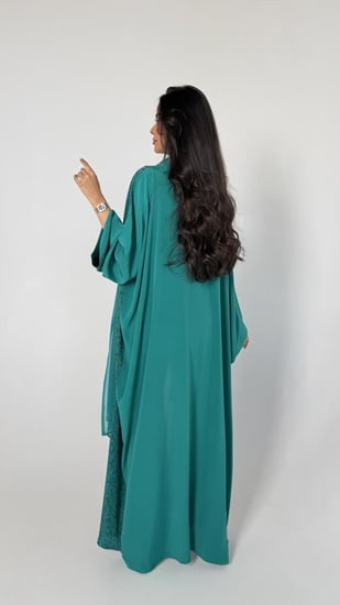 عباية حرير بيزلي تركوازي