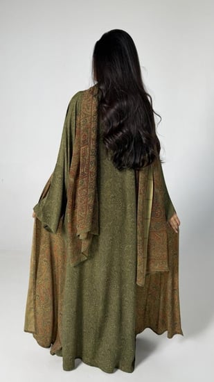 عباية حرير كشميري اخضر