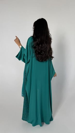 عباية حرير بيزلي تركوازي