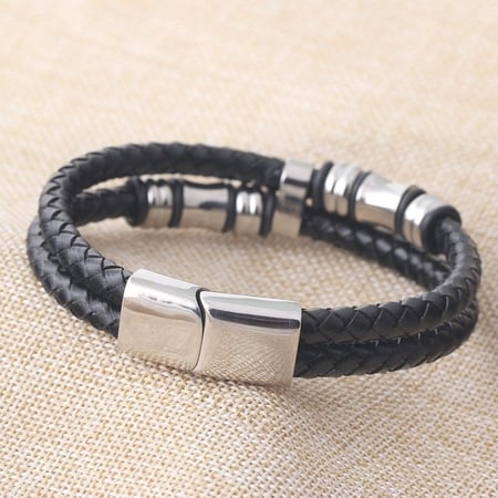 اسوارة رجالية فخمة جلد وستيل