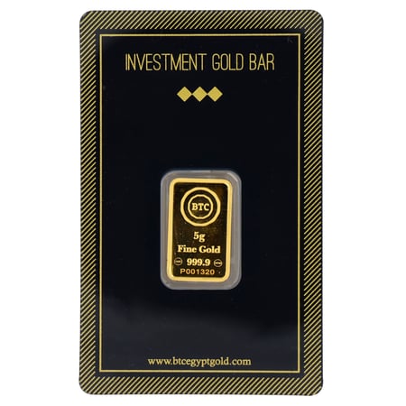 سبيكة ذهب بي تي سي عيار 24 بوزن 5 غرام