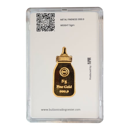 رضاعة ذهب بي تي سي عيار 24 بوزن 5 غرام