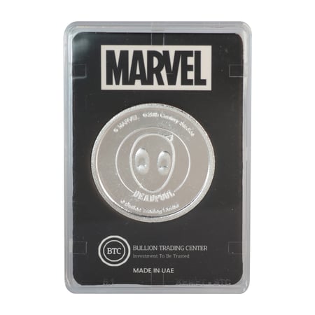 جنيه فضة ديدبول عيار 999 بي تي سي بوزن 50 غرام