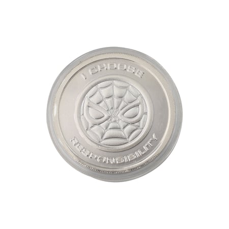 جنيه فضة سبايدر مان عيار 999 بي تي سي بوزن 50 غرام