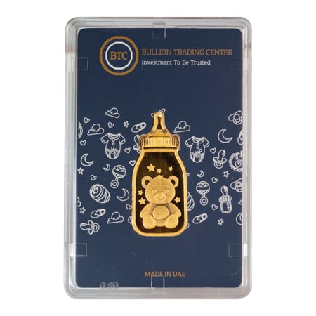 رضاعة ذهب بي تي سي عيار 24 بوزن 5 غرام
