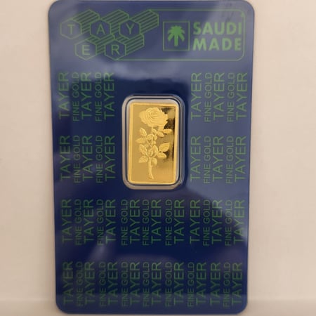 سبيكة ذهب عيار 24 وردة بن طاير بوزن 2,5 غرام