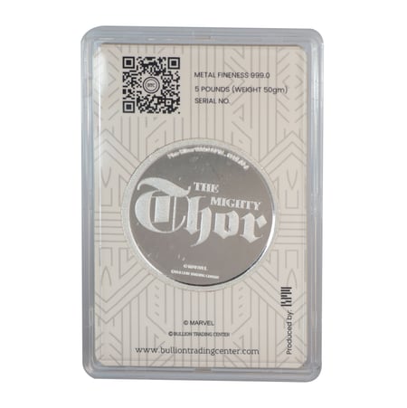 جنيه فضة مطرقة ثور مارفل كومكس عيار 999 بي تي سي بوزن 50 غرام