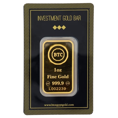 سبيكة ذهب بي تي سي عيار 24 بوزن 31.1 غرام