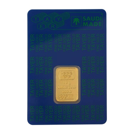 سبيكة ذهب عيار 24 وردة بن طاير بوزن 10 غرام