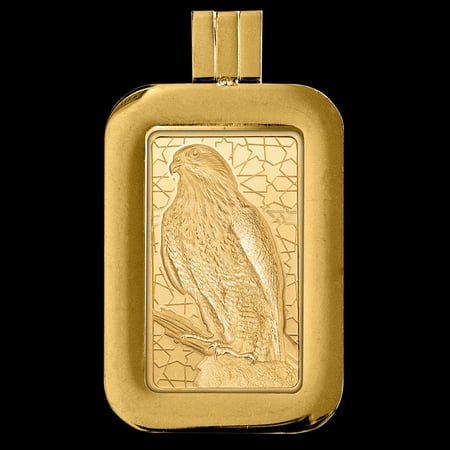 سبيكة ذهب الصقر العربي بامب عيار 24 بوزن 5 غرام مع إطار