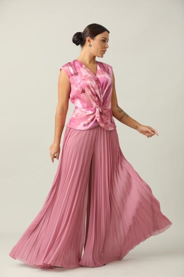 أفرول طويل استرتش زهري مكسر من الاسفل