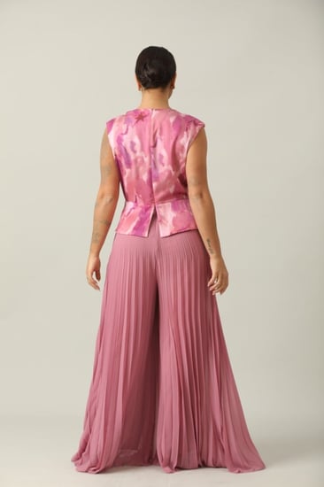 أفرول طويل استرتش زهري مكسر من الاسفل