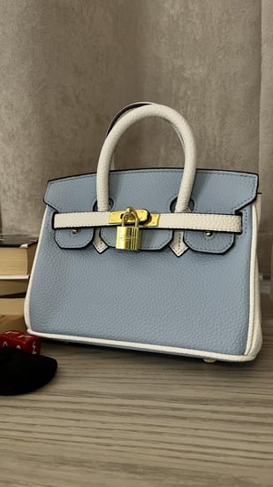 Birken Bag baby blue and white ميني بيركن ( سماوي وابيض)