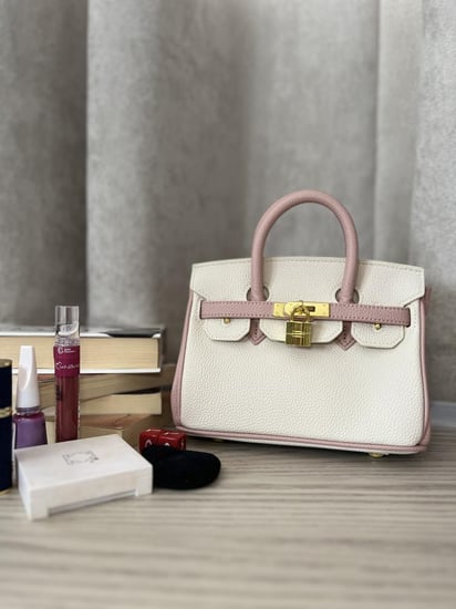Birken Bag pink and white ميني بيركن ( وردي وابيض)