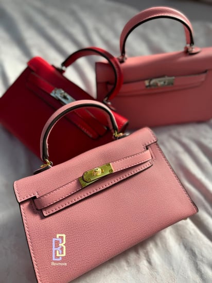 khaki Bag pink gold  | ميني كايلي (وردي) بحديد ذهبيه بالحجم الوسط
