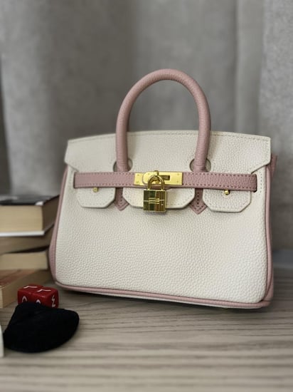 Birken Bag pink and white ميني بيركن ( وردي وابيض)