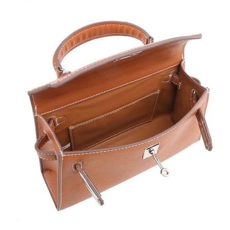 khaki Bag brown| ميني كايلي  (جملي)  بحديده ذهبيه بالحجم الوسط