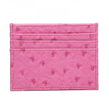 محفظة البطاقات وردي بجلد النعام