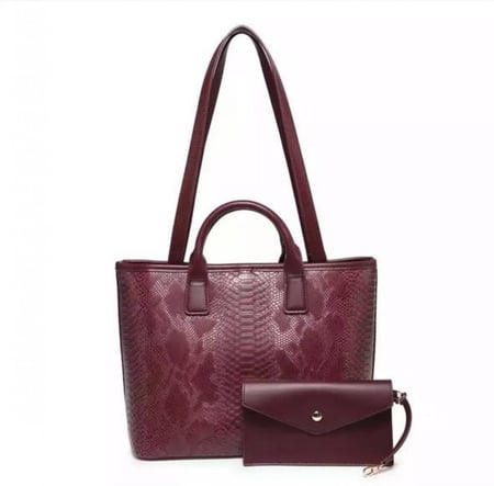 شنطة كتف Tote Bag (Shopping Bag) بجلد الافعى العنابي