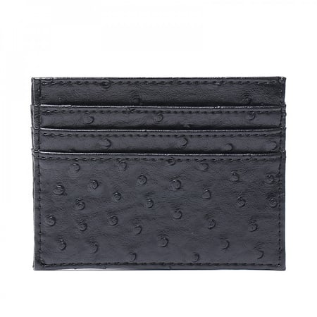 محفظة البطاقات  الأسود بجلد النعام