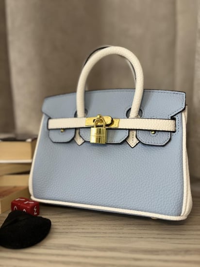 Birken Bag baby blue and white ميني بيركن ( سماوي وابيض)