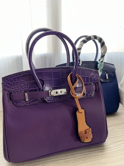Birken Bag purple بيركن ( بنفسجي )بجلد التمساح بالحجم الوسط 25 سم