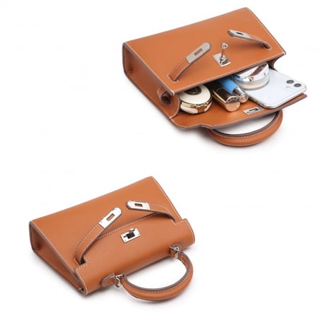 khaki Bag brown| ميني كايلي  (جملي)  بحديده ذهبيه بالحجم الوسط