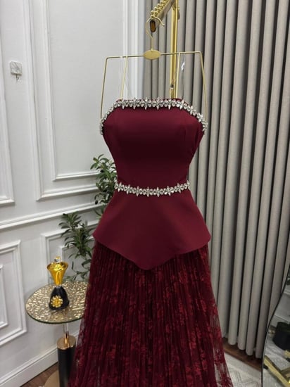 فستان سهره برغندي راقي