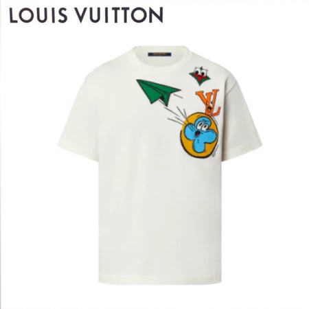 لويس فويتون | رقبة دائرية مونوغرام قطن بأكمام قصيرة شعار فاخر