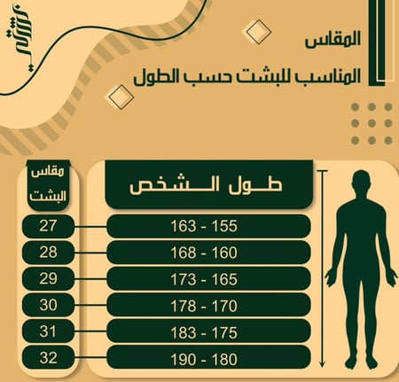 جدول مقاسات بشوت اليوم الوطني