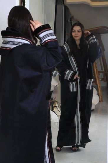 فروه نسائيه شتويه سدو تطريز تراثي قبعة منقوشة بطانة فرو ناعم شامواه فا