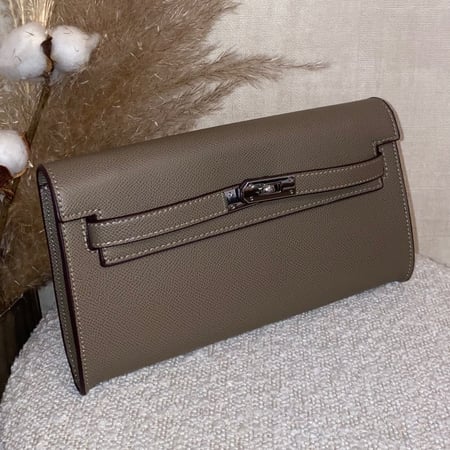 Khaki clutch-silver
