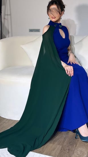 فستان باحجار الرايون وشال بطريقتين