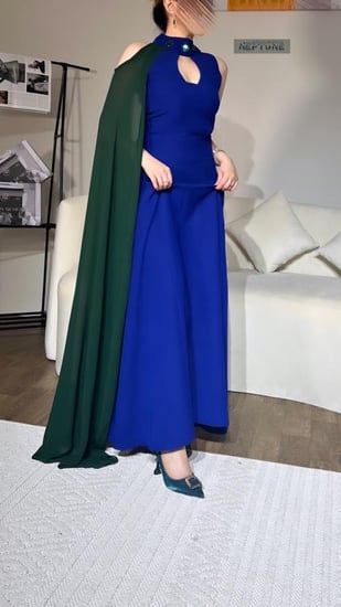 فستان باحجار الرايون وشال بطريقتين