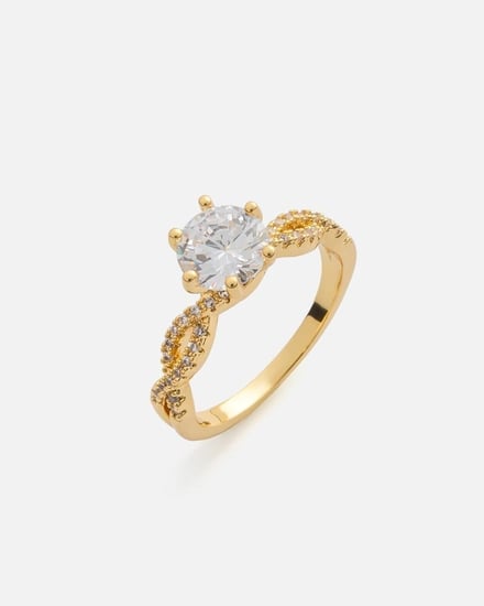 خاتم نسائي بتصميم جذاب بلون ذهبي