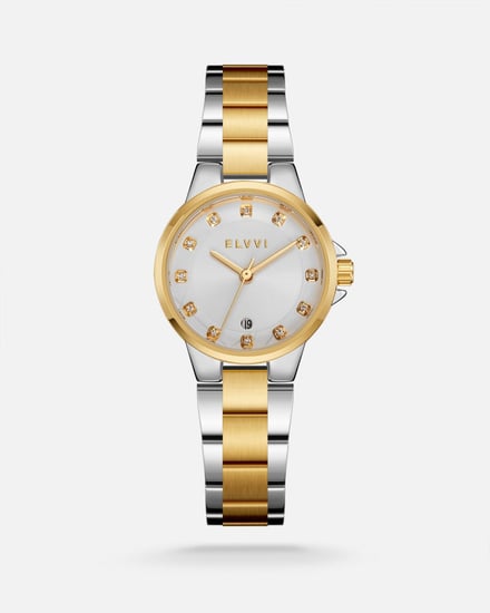 ساعة نسائية بسير ستيل بلون ذهبي وفضي