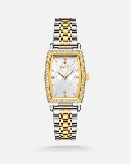 ساعة نسائية ستيل بلون فضي وذهبي