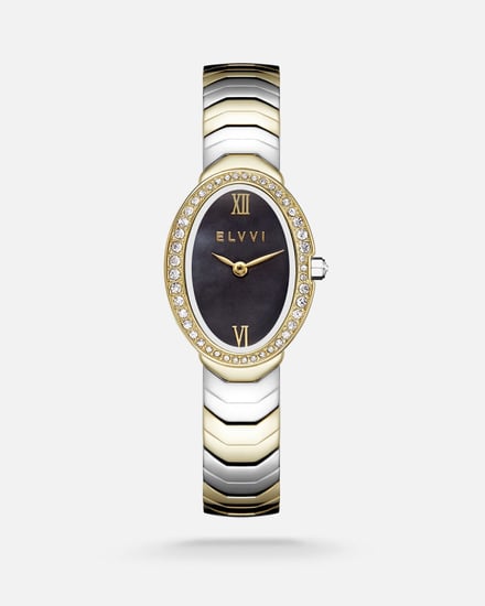 ساعة نسائيه جذابه بلون فضي وذهبي