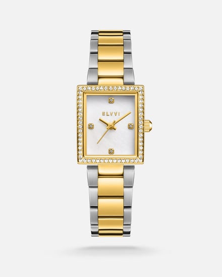 ساعة نسائية ستيل بلون فضي وذهبي